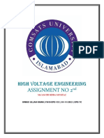 High Voltage Engineering Assignment No 2: Ma'Am DR Sidra Mumtaz