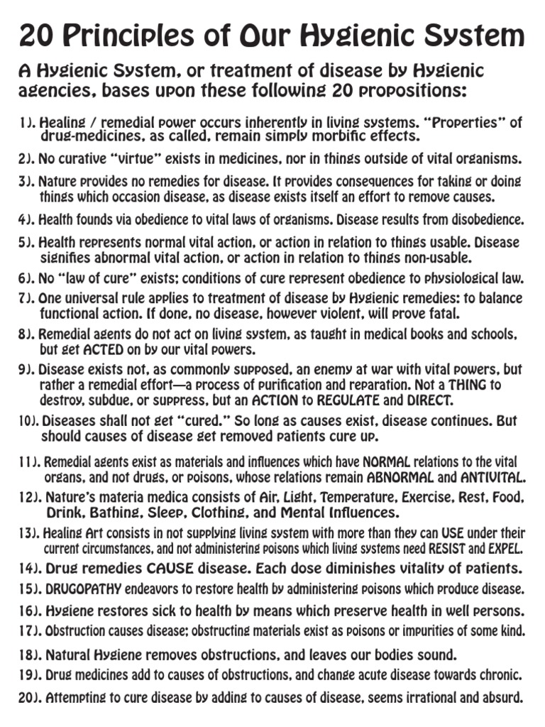 20 Principles of Our Hygienic System | PDF | Hygiene | Cure