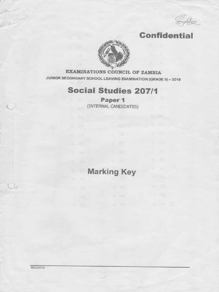 G9 Social Studies Keys 2019 PDF