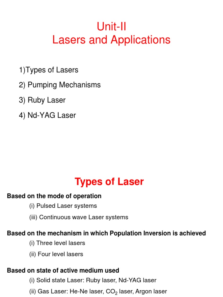 2.Types of lasers PDF Laser Physical Sciences