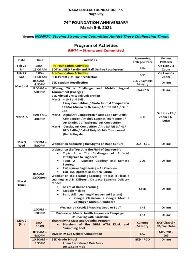 Updated-Program-of-Activities | PDF