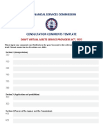 Consultation Comments Template - Draft Virtual Assets Service Providers Act 2022