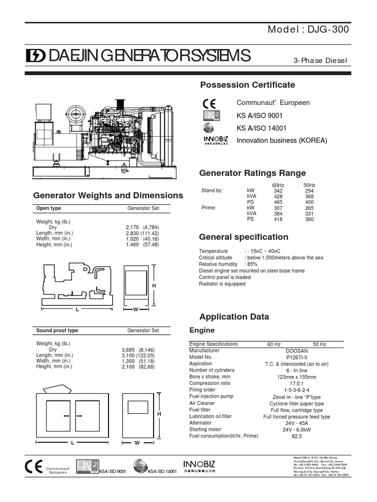 300 kVA DJG-300 Diesel Generator | PDF | Diesel Engine | Electrical ...