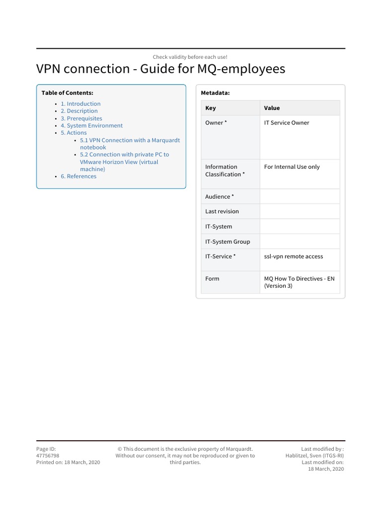 VPN Connection - Guide For MQ-employees | PDF | Login | Virtual Private ...