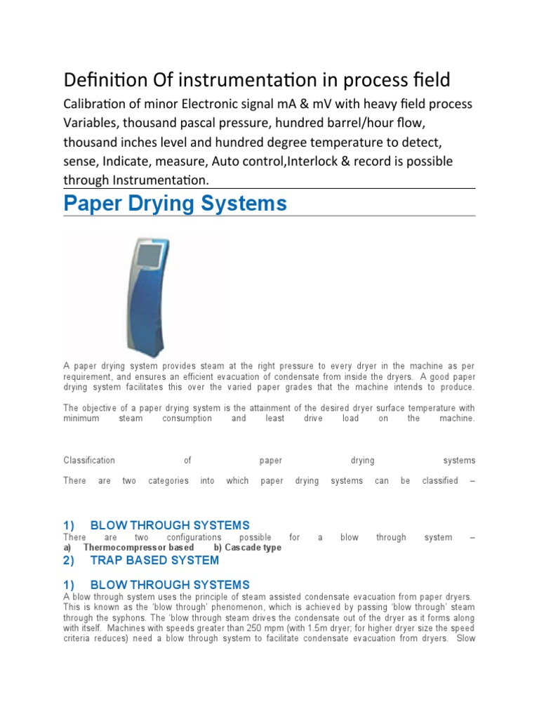 Definition of Instrumentation in Process Field PDF Clothes Dryer