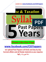 5 Years Past Papers & Syllabus Excise & Taxation