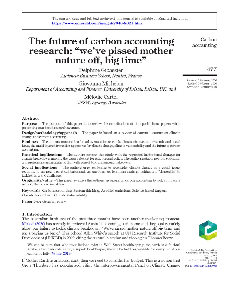 The Future of Carbon Accounting Research | PDF | Climate Change | Low ...