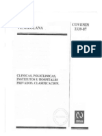 Clinicas, PolIclinicas Institutos U Hos Pi Tales Privados. Clasificacion. - COVENIN 2339-87
