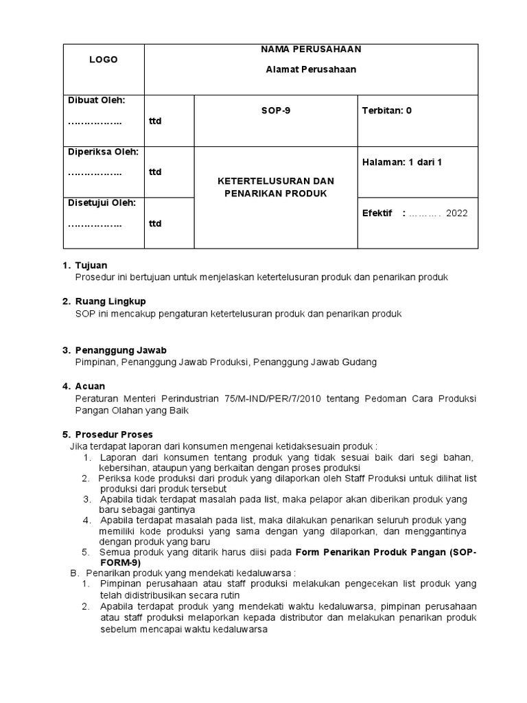 Prosedur Penarikan Produk Kedaluwarsa | PDF