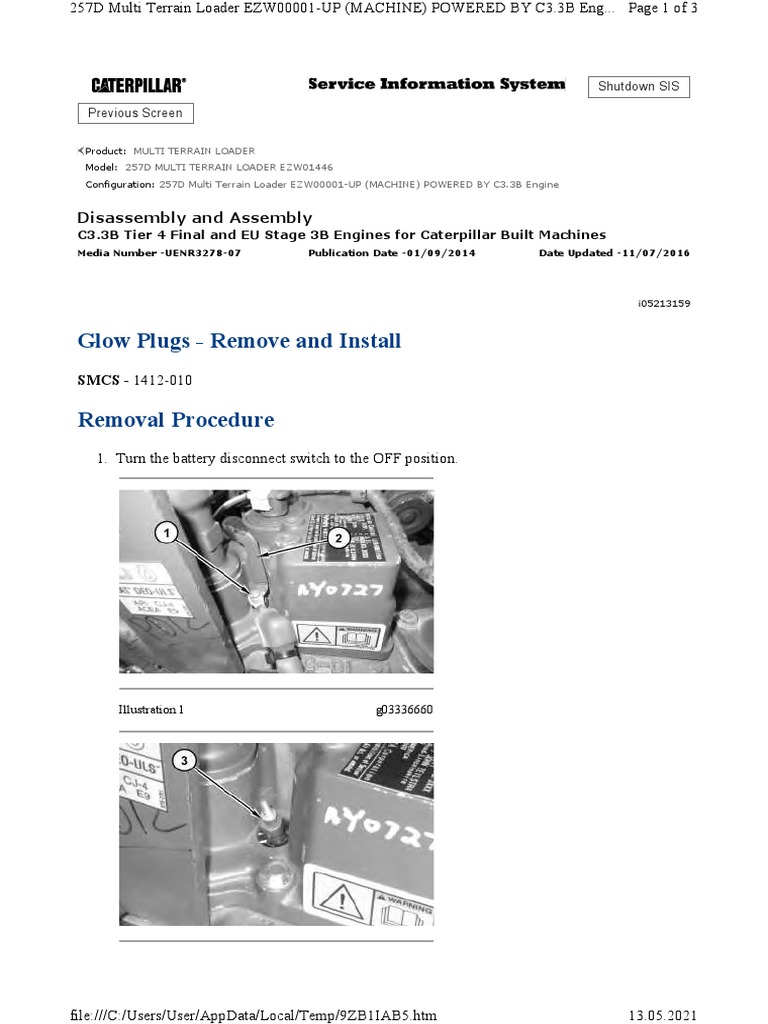 Glow Plugs Remove and Install PDF Propulsion Rotating Machines