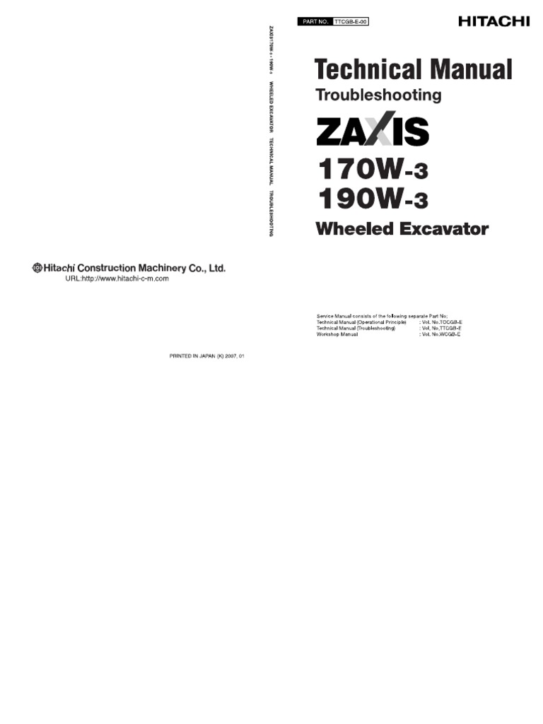 Hitachi Zaxis 170w 3190w 3 Troubleshooting Ttcgb E 00 Pdf Personal 