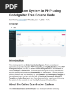 Online Exam System in PHP Using CodeIgniter