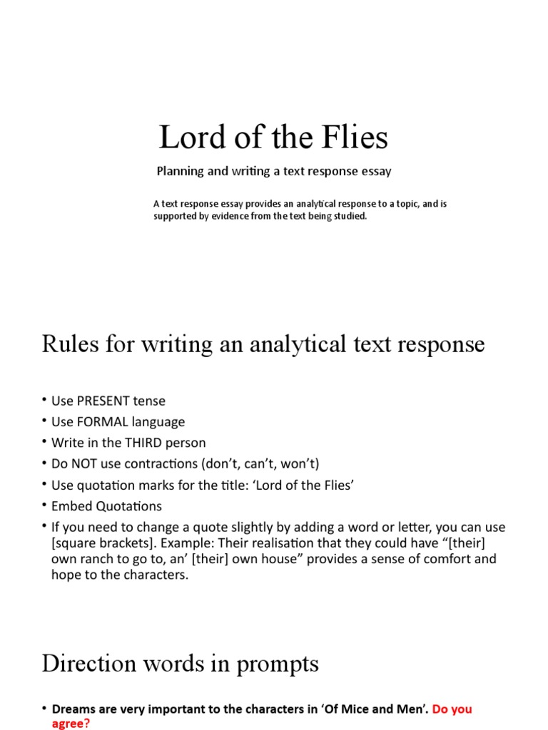 Lord of the flies how to text response essay pdf essays human