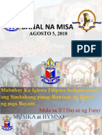 Banal Na Misa Agosto 5 2018