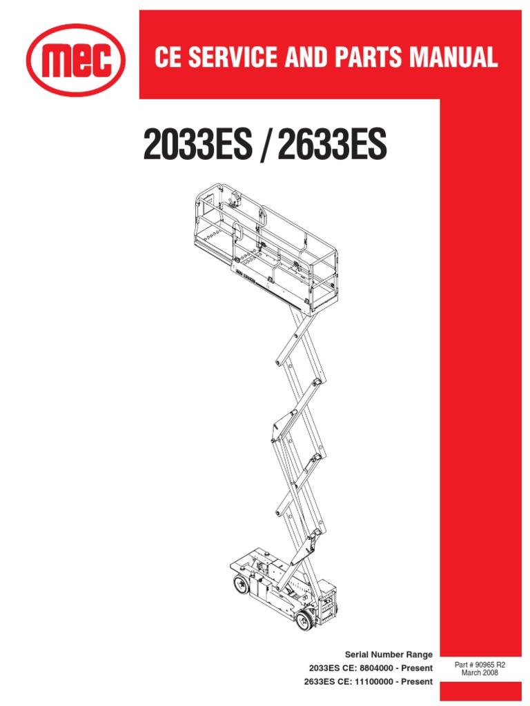 2033ES / 2633ES Ce Service and Parts Manual PDF Elevator Pump