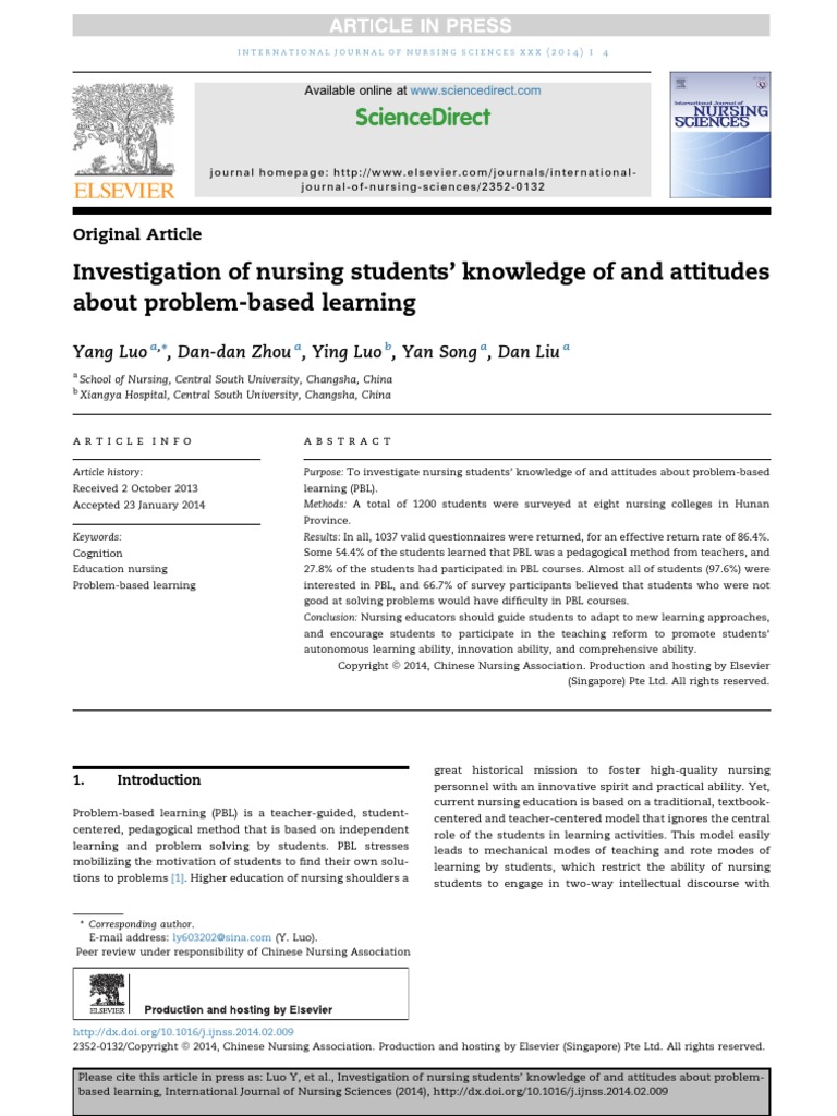 Investigation of Nursing Students Knowledge of and Attitudes About ...
