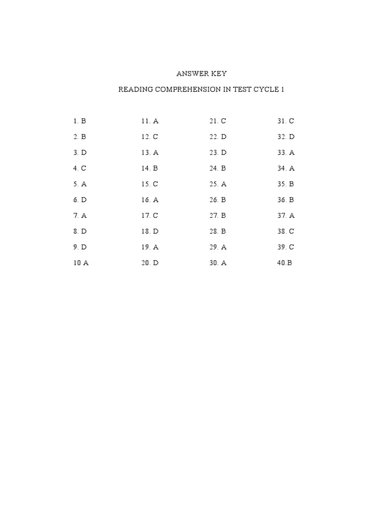 Fix Answer Key Cycle 1 | PDF