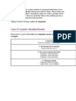 A complaint letter structure