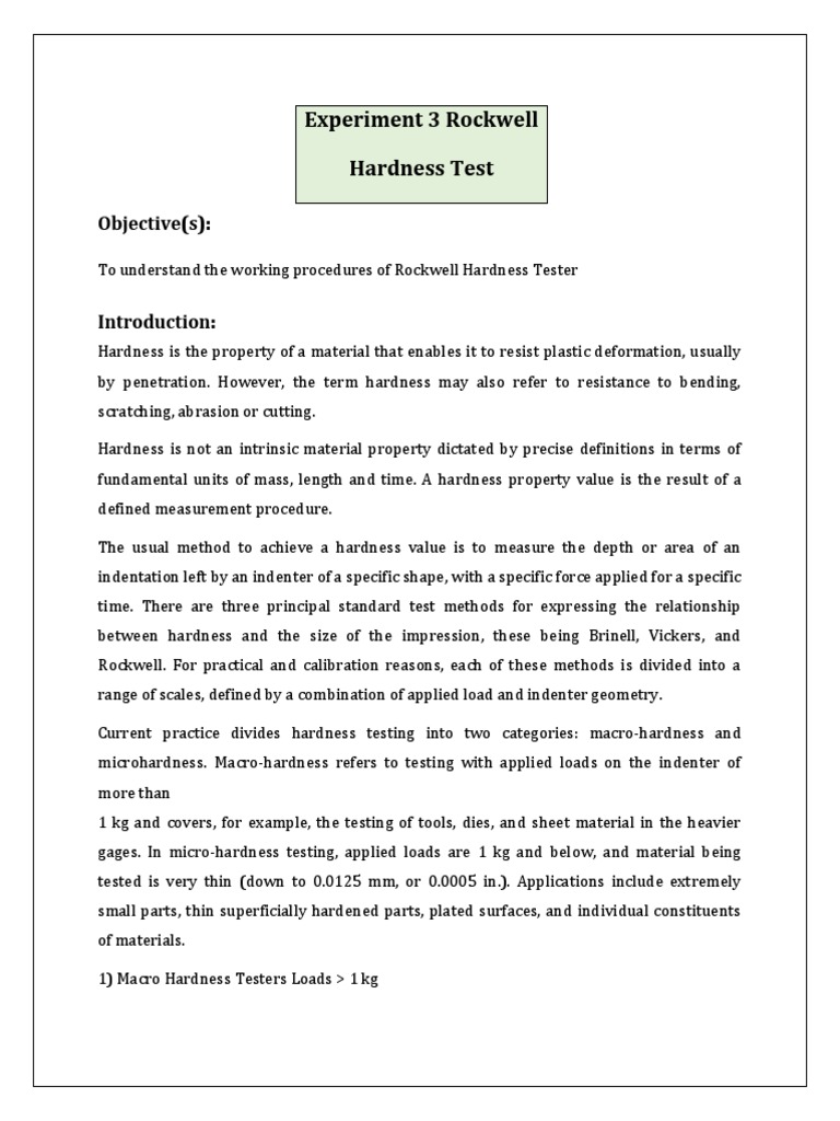 Exp 3 Rockwell HArdness Test PDF