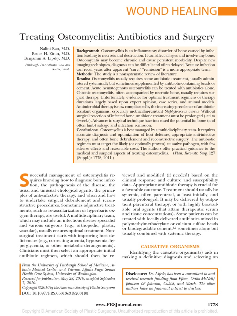 Treating Osteomyelitis Antibiotics and Surgery Background