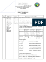 Math Weekly Plan Exponential Equations Inequalities Functions