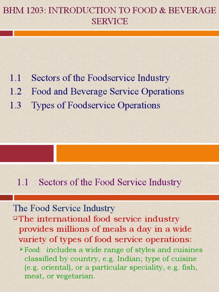 1-BHM 1203 Intro To F B Service | PDF | Foodservice | Restaurants