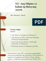 Ang Filipino Sa Kurikulum NG Batayang Edukasyon