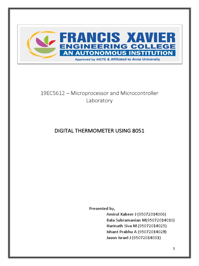Digital Theromometer Using 8051 PDF Analog To Digital Converter