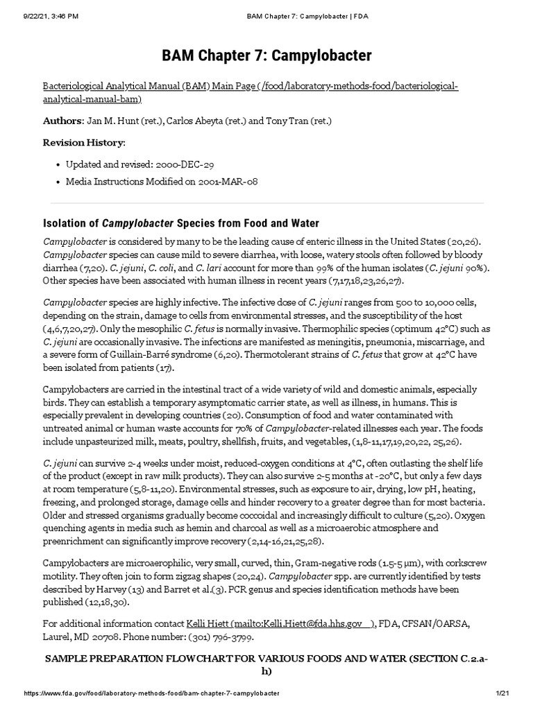 FDA BAM Chapter 7: Campylobacter | PDF | Chemistry