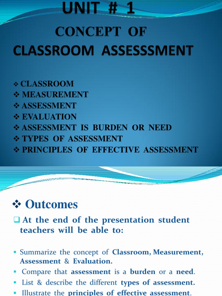 Unit 1 Classroom Assessment Pdf Educational Assessment Test
