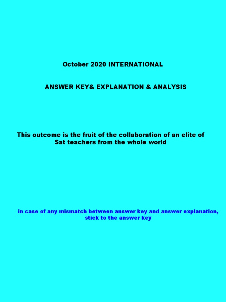 October 2020 International SAT Answers | PDF | Sentence (Linguistics ...