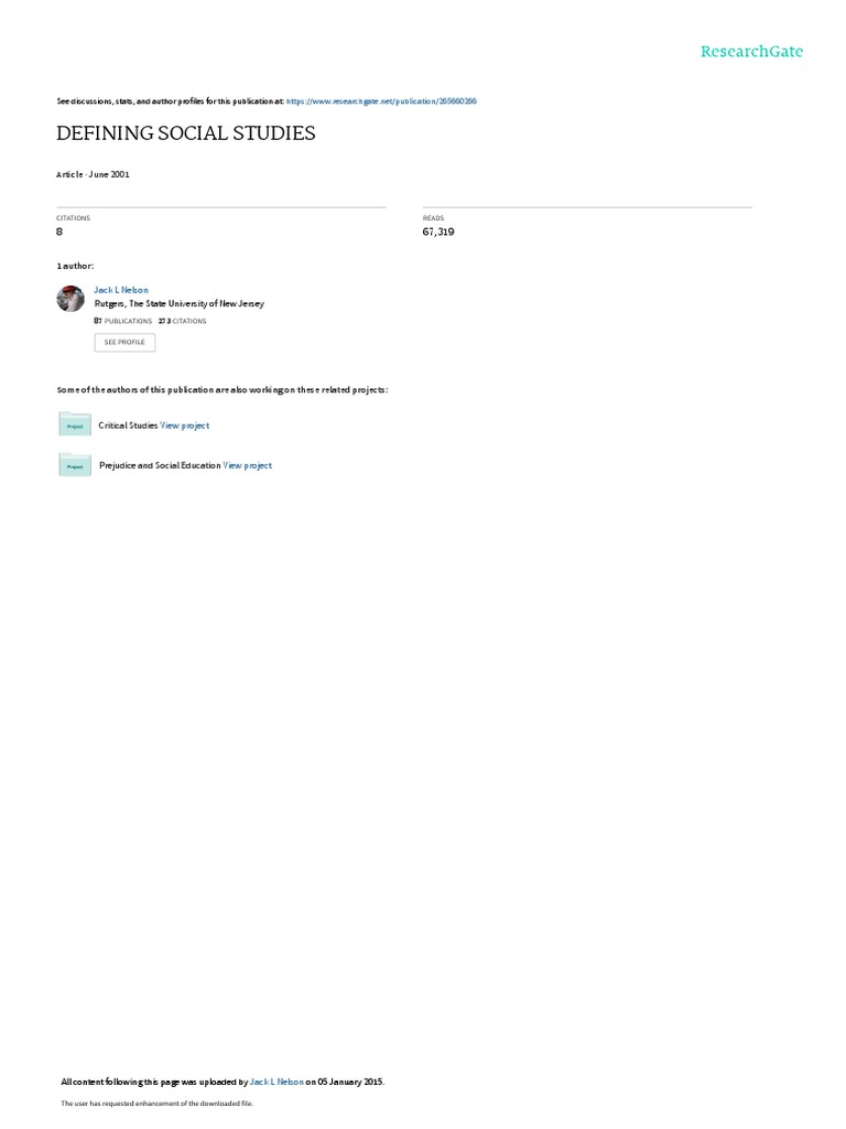 Defining Social Studies PDF Sociology Knowledge