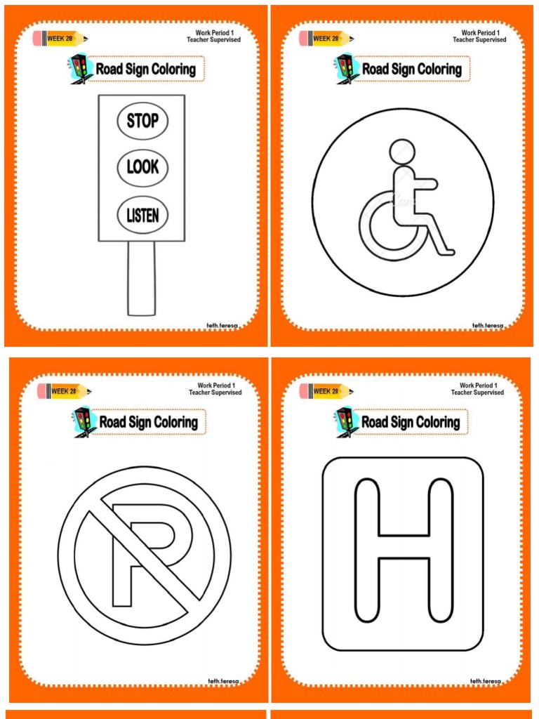 PDF of Road Signs Coloring