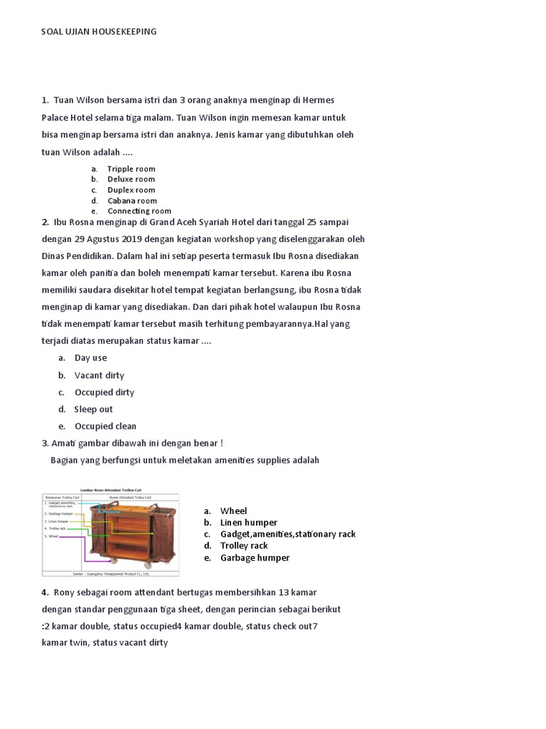 Soal Ujian Housekeeping | PDF