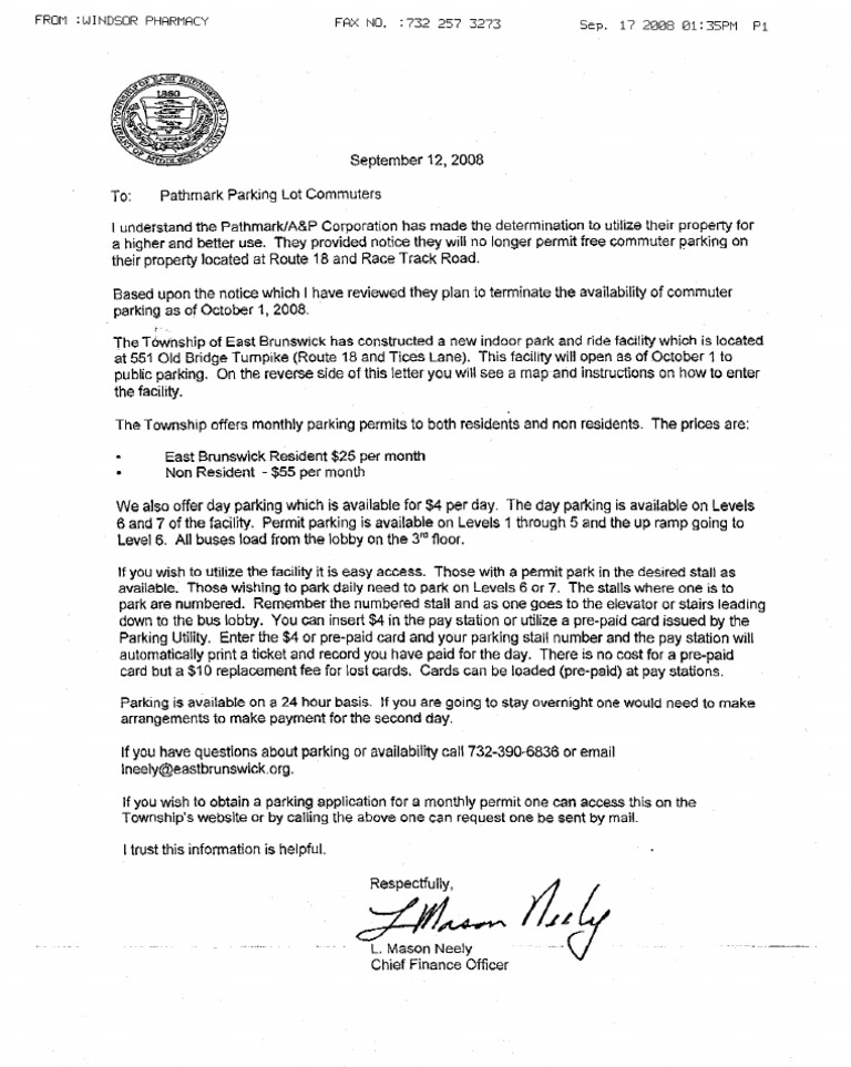 Pathmark Letter | PDF | Parking | Land Transport