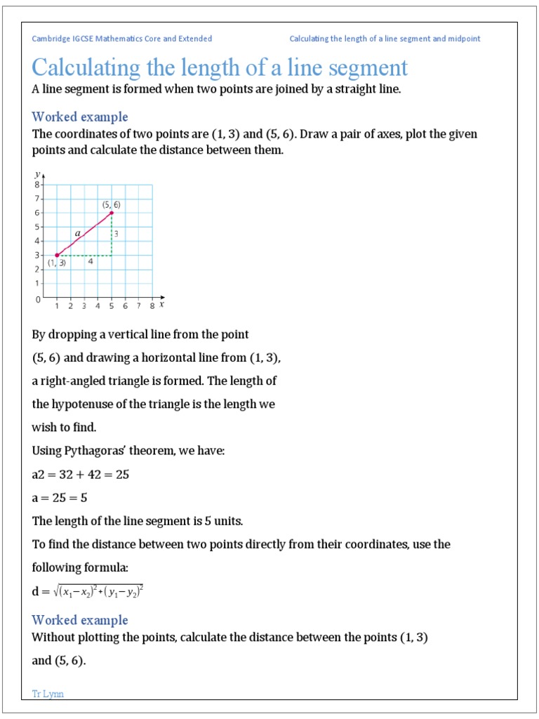Calculating The Length of A Line Segment | PDF | Triangle | Elementary ...