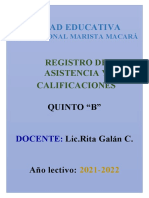 Registro Semanal de Calificacion 2do B