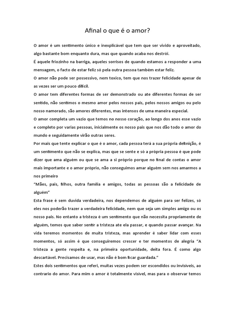 Afinal o Que É o Amor | PDF | Amor | Sentimento