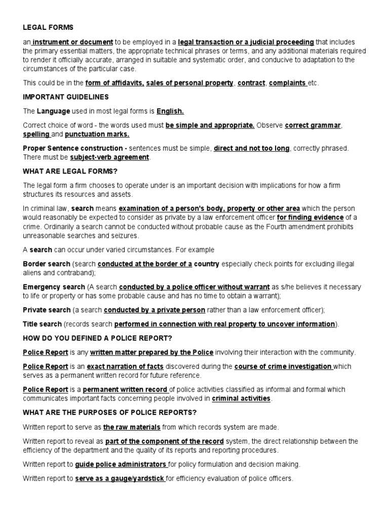 Understanding Legal Forms and Police Reports | PDF | Search Warrant ...