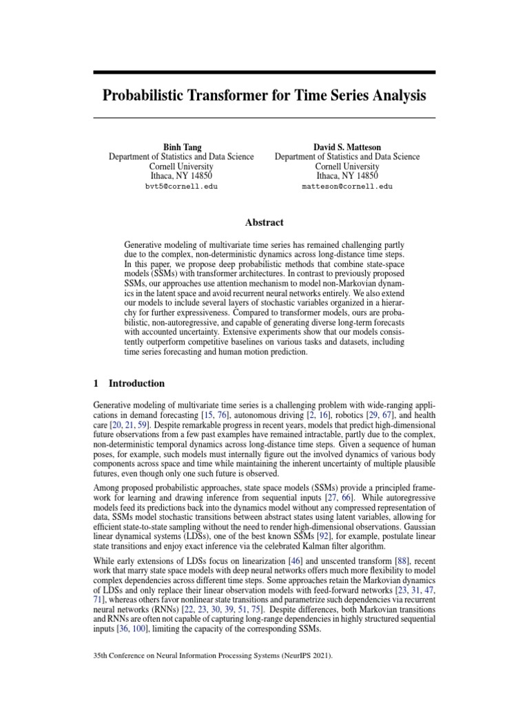 NeurIPS 2021 Probabilistic Transformer For Time Series Analysis Paper Download Free PDF Time