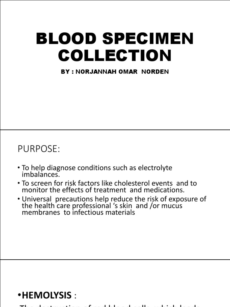Blood Specimen Collection 3 PDF Blood Plasma Blood