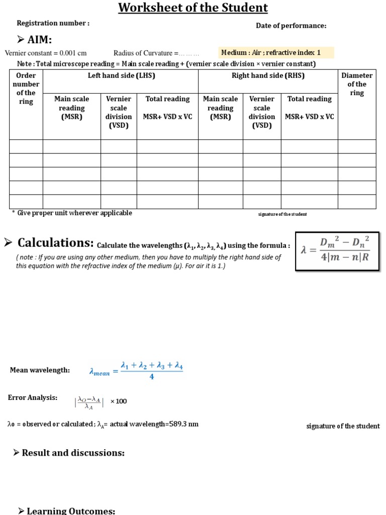 Microscope Measurement and Wavelength Calculation | PDF