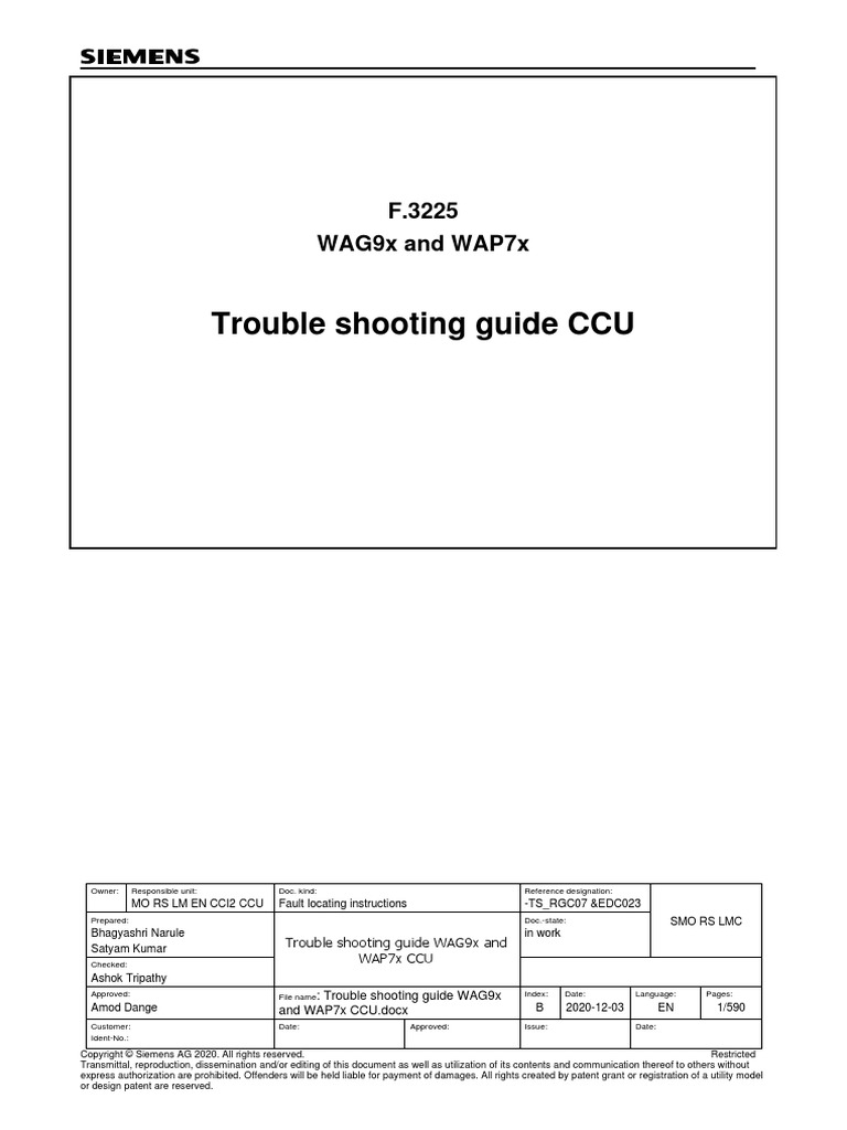 Trouble Shooting Guide WAG9x and WAP7x CCU | PDF | Patent | Copyright