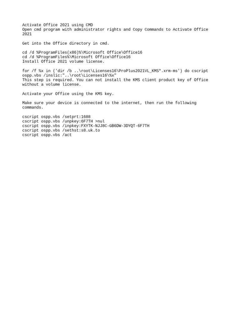 Activate office 2021 using cmd pdf