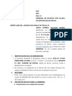 Demanda divorcio separación hecho