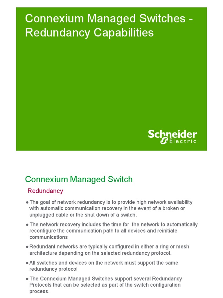 Managed Switch Redundancy Features PDF Network Switch Computer