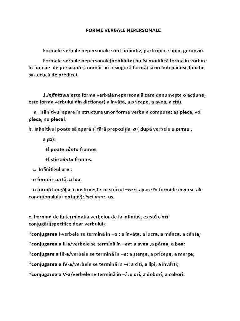 Forme Verbale Nepersonale | PDF