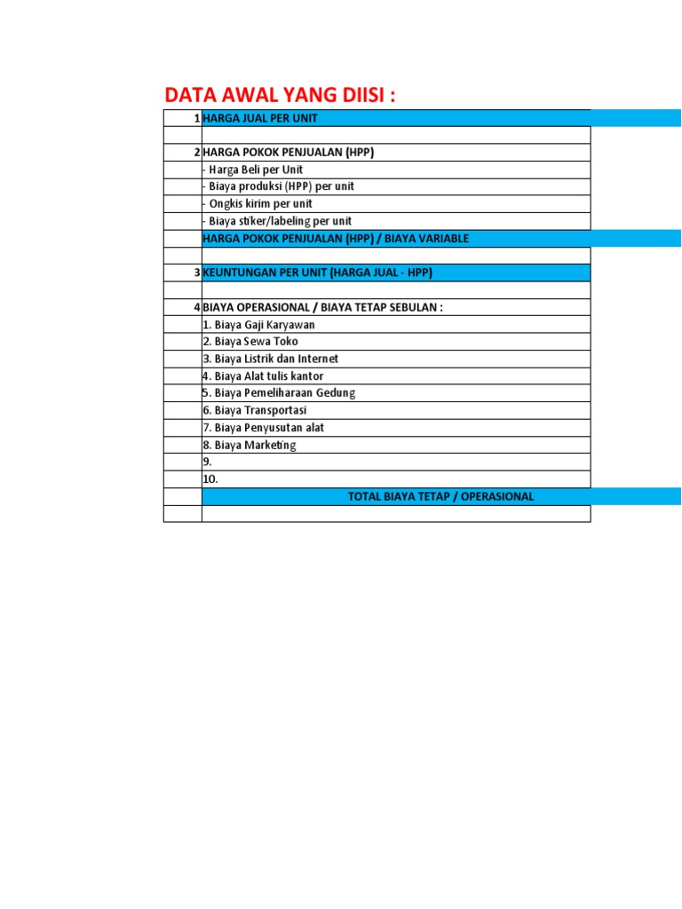 01 Rumus Dan Template Excel Cara Hitung Target Penjualan Single Produk ...