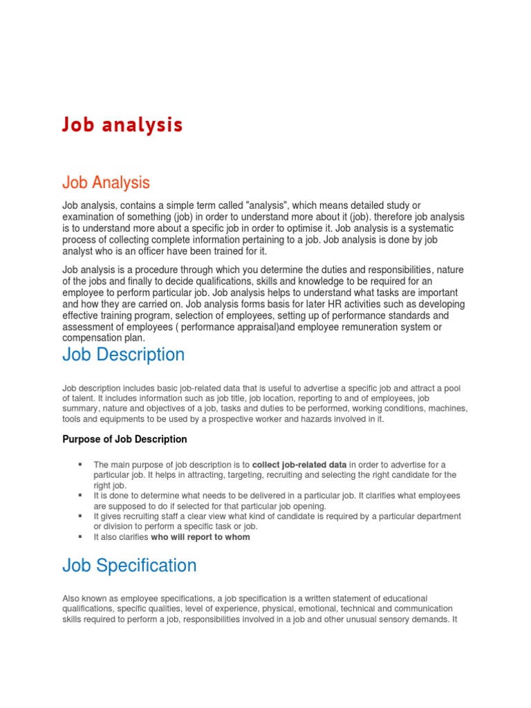 Job Analysis PDF Business Cognitive Science