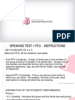 PPTs For The Speaking Test. PC3 INGLÉS 1 - NU